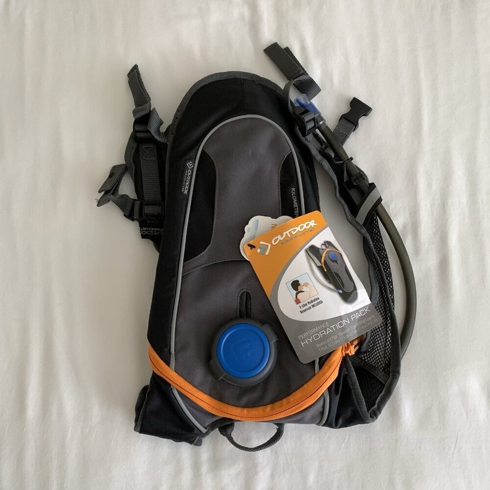 Outdoor Products Kilometer 8.0 Hydration Backpack Black Grey Hiking Cycling